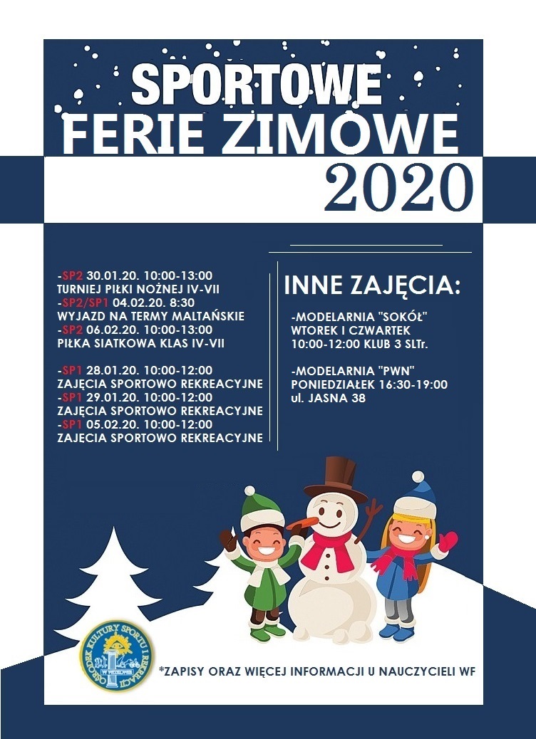 Sportowe Ferie Zimowe OKSiR 2020