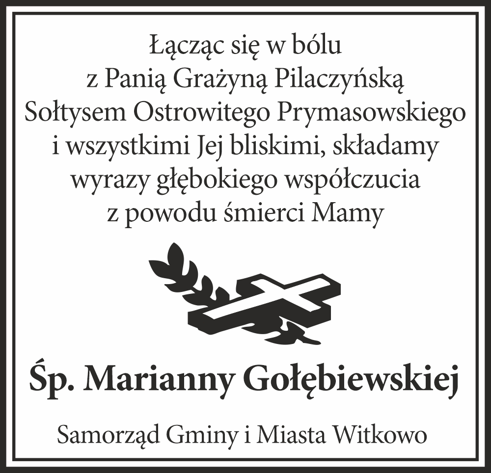 kondolencje sp. marianna golebiewska
