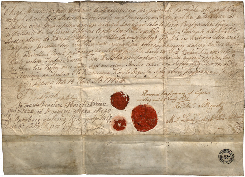 Dokument z 1742 r. powołujący do życia Kurkowe Bractwo Strzeleckie w Witkowie